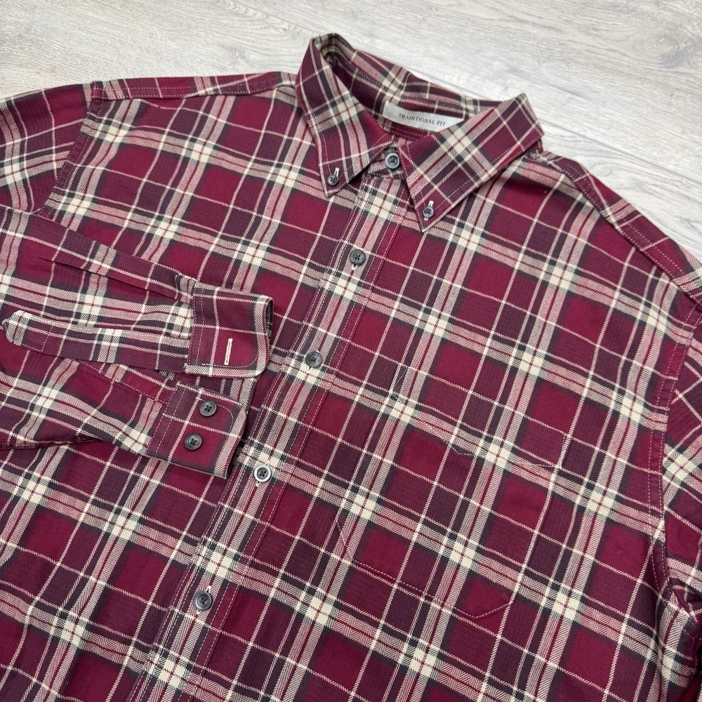 LL Bean Scotch Plaid Flannel Shirt‎ Multicolor Plaid Men's Sz L